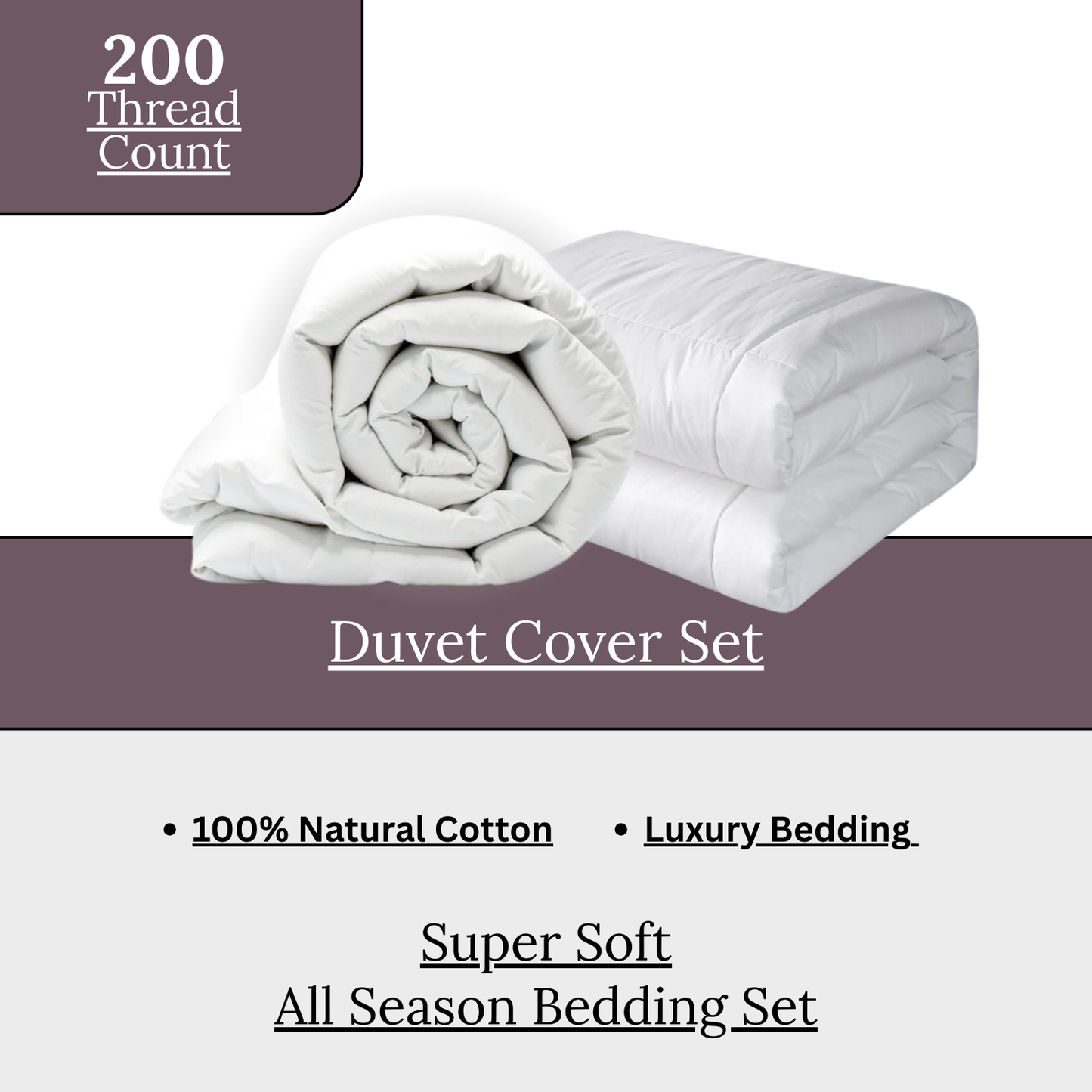 100% EGYPTIAN COTTON DUVET COVER BEDDING SET QUILT COVERS SINGLE DOUBLE KING, Color Grey