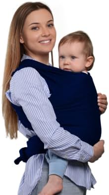 Lightweight Baby Wrap Carrier for New born, Infant - Breathable, Stretchy Baby Sling, Hands Free, Breastfeeding Baby Carrier Wrap, Baby Carriers - Birth to 3, Color Navy Blue