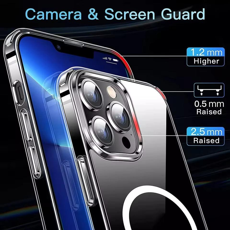 iPhone 16 Pro Transparent Mobile Phone Cases Shockproof Magnetic Clear Phones Cover