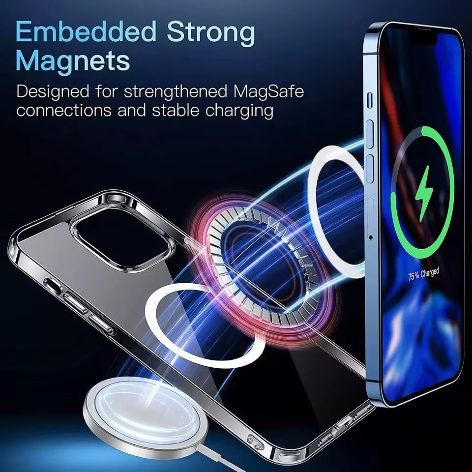 iPhone 16 Pro Transparent Mobile Phone Cases Shockproof Magnetic Clear Phones Cover