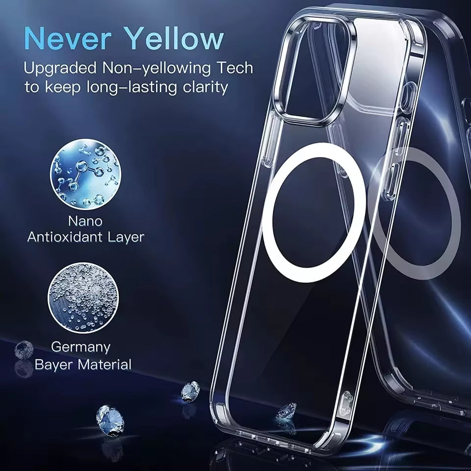 iPhone 16 Pro Transparent Mobile Phone Cases Shockproof Magnetic Clear Phones Cover