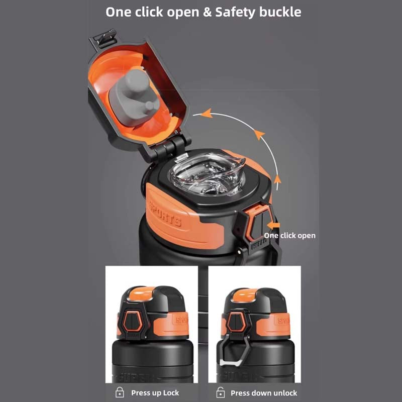 Sports Water Bottle Double Wall Stainless Steel Leakproof 800ml