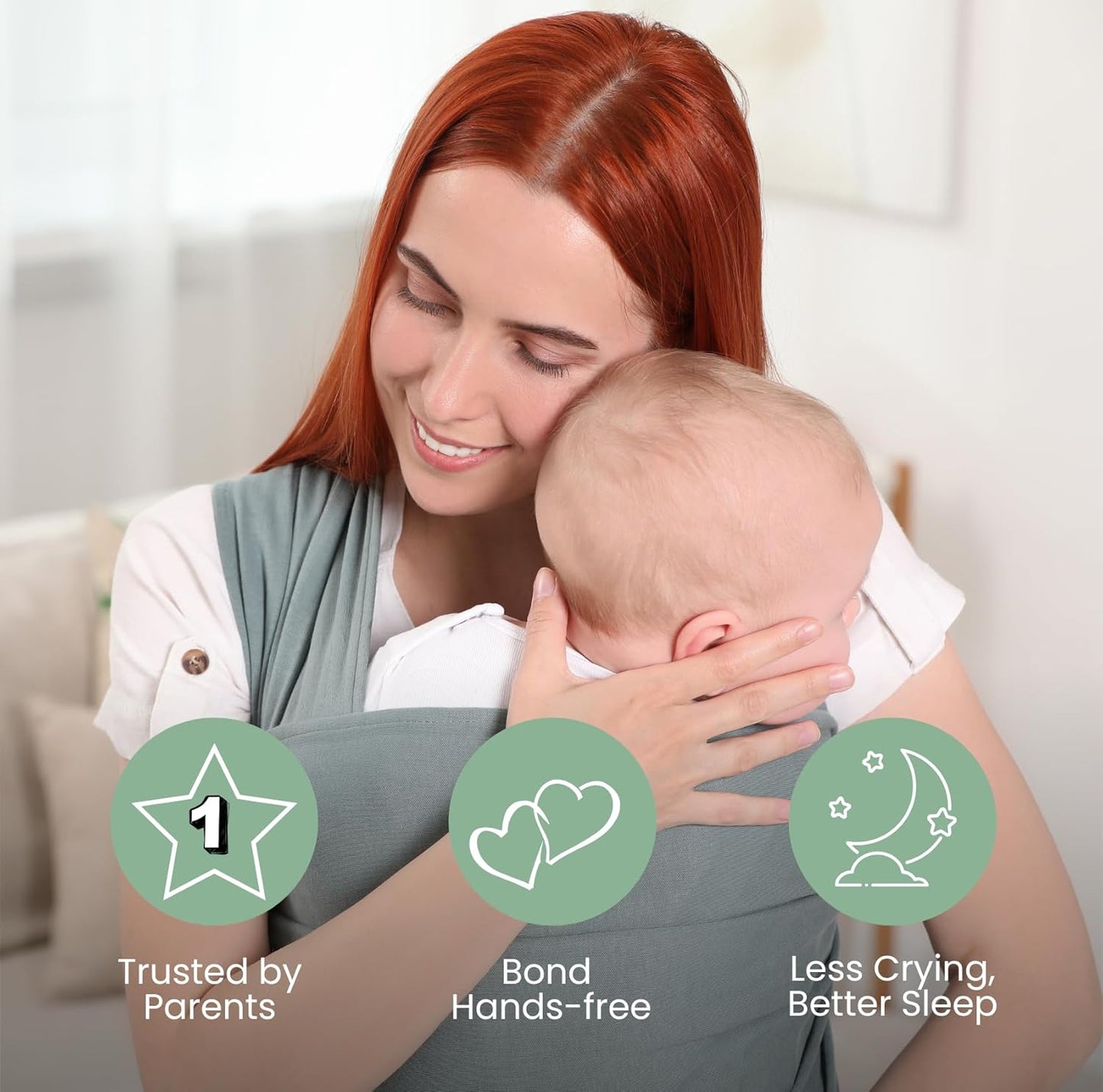 Lightweight Baby Wrap Carrier for Newborn, Infant - Breathable, Stretchy Baby Sling, Hands Free, Breastfeeding Baby Carrier Wrap, Baby Carriers - Birth to 3, Color Sky Blue