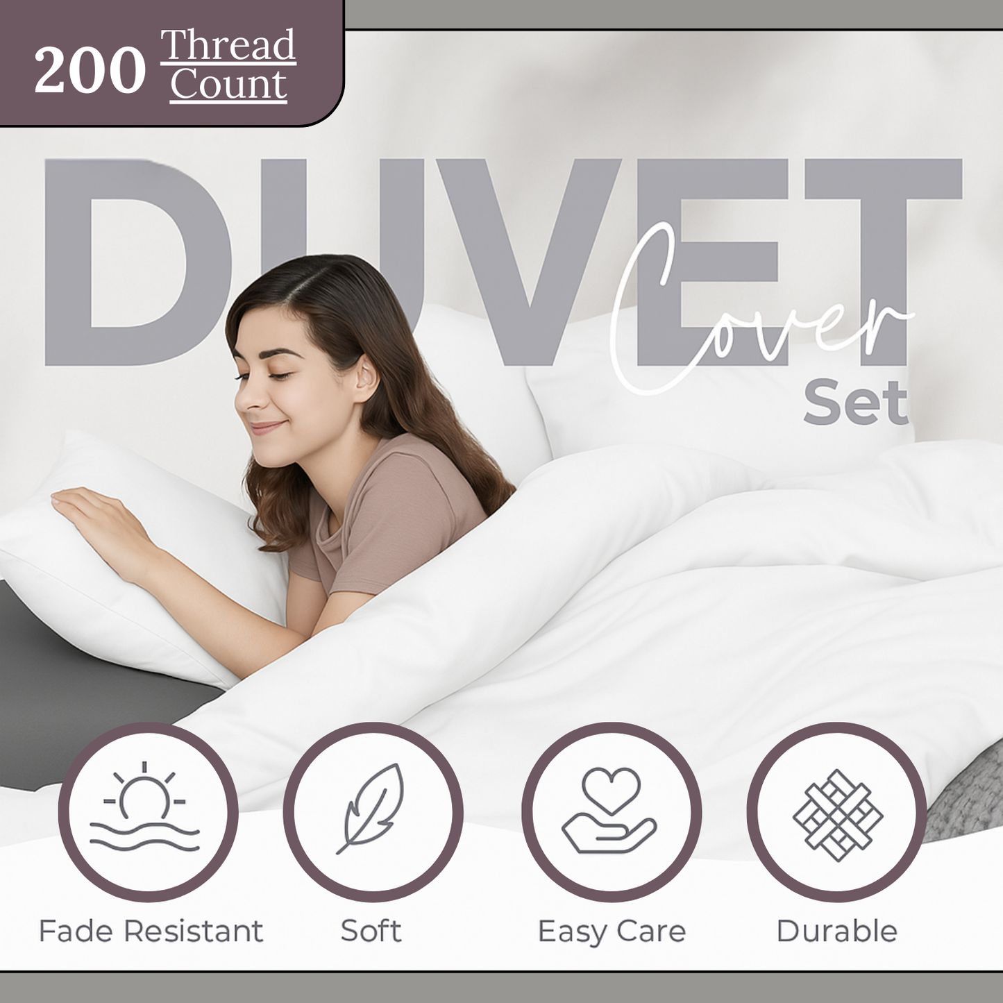 100% EGYPTIAN COTTON DUVET COVER BEDDING SET QUILT COVERS SINGLE DOUBLE KING, Color White
