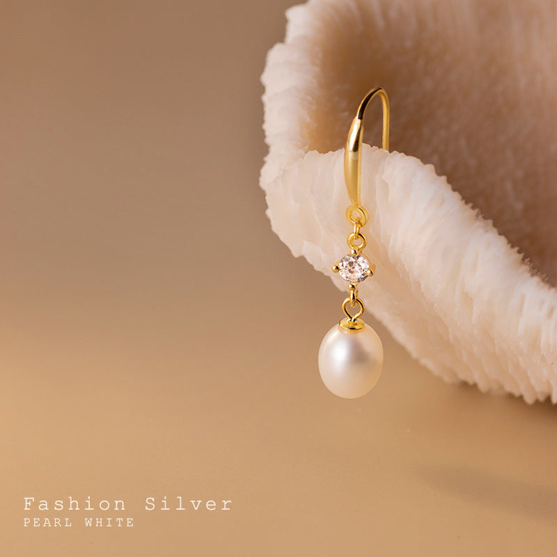 Pearl Summer Long Retro Style Women's Japanese And Korean Style Ear Rings