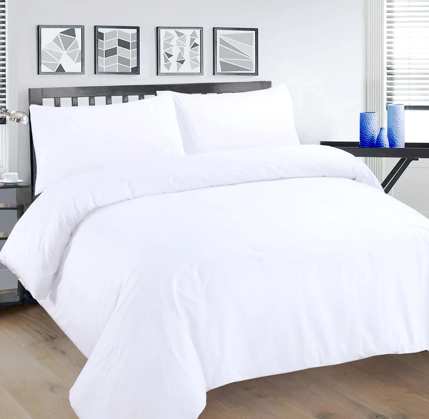 100% EGYPTIAN COTTON DUVET COVER BEDDING SET QUILT COVERS SINGLE DOUBLE KING, Color White
