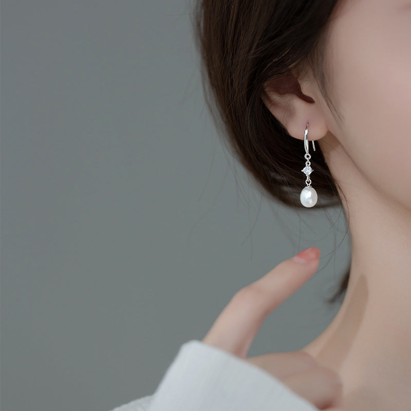 Pearl Summer Long Retro Style Women's Japanese And Korean Style Ear Rings