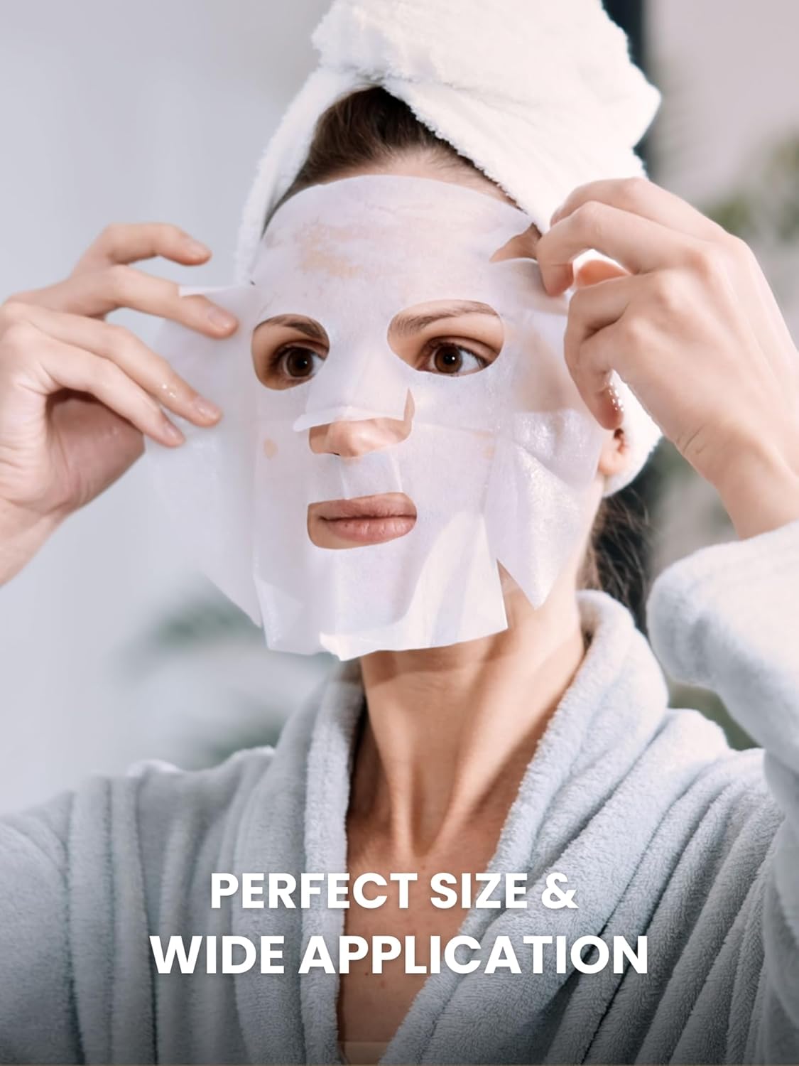 Hair Towel Wrap 100% Pure Terry Towel Cotton 25x65cm Soft Hair Drying Towels with Loop & Button Hair Twist Turban for Women Wet Hair, Curly, Longer, Thicker Hair, Color White