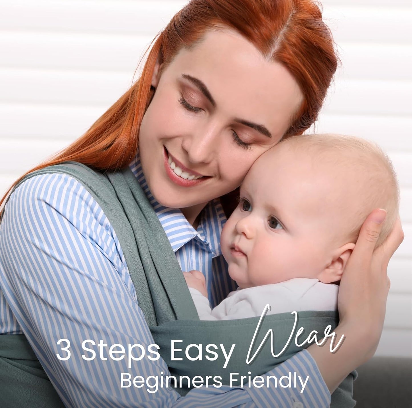 Lightweight Baby Wrap Carrier for New born, Infant - Breathable, Stretchy Baby Sling, Hands Free, Breastfeeding Baby Carrier Wrap, Baby Carriers - Birth to 3, Color Slate Grey