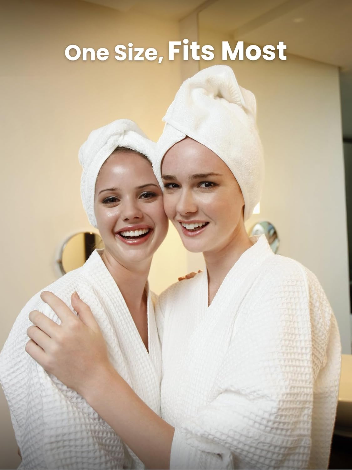 Hair Towel Wrap 100% Pure Terry Towel Cotton 25x65cm Soft Hair Drying Towels with Loop & Button Hair Twist Turban for Women Wet Hair, Curly, Longer, Thicker Hair, Color Pink